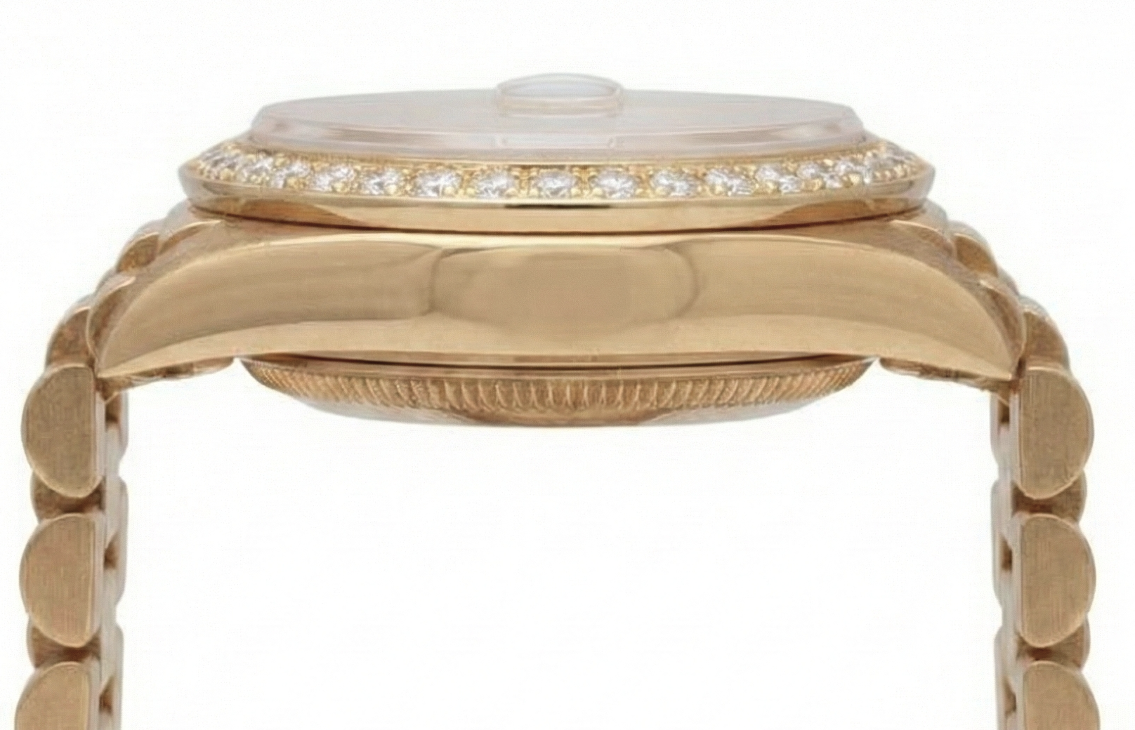 Rolex Champagne Stick Dial President Watch Dj Natural Earth Mined Diamond Bezel Yg