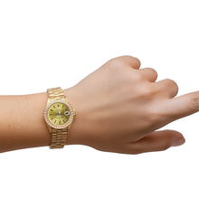 Rolex Champagne Stick Dial President Watch Dj Natural Earth Mined Diamond Bezel Yg P2