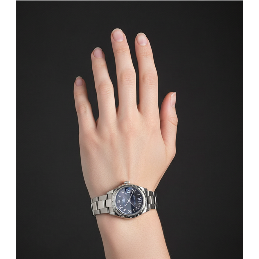 Rolex Date-just 31mm Grey Roman Oyster Diamond Steel Ladies Watch