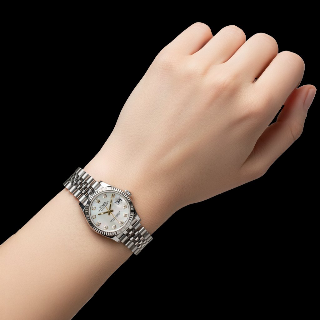 Rolex Date-just 31mm Mother of Pearl Natural Earth Mined Diamond Watch P4