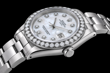 Rolex Date 1500 34mm White Mother Of Pearl Diamond Dial Stainless Steel
