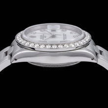 Rolex Date 1500 34mm White Mother Of Pearl Diamond Dial Stainless Steel