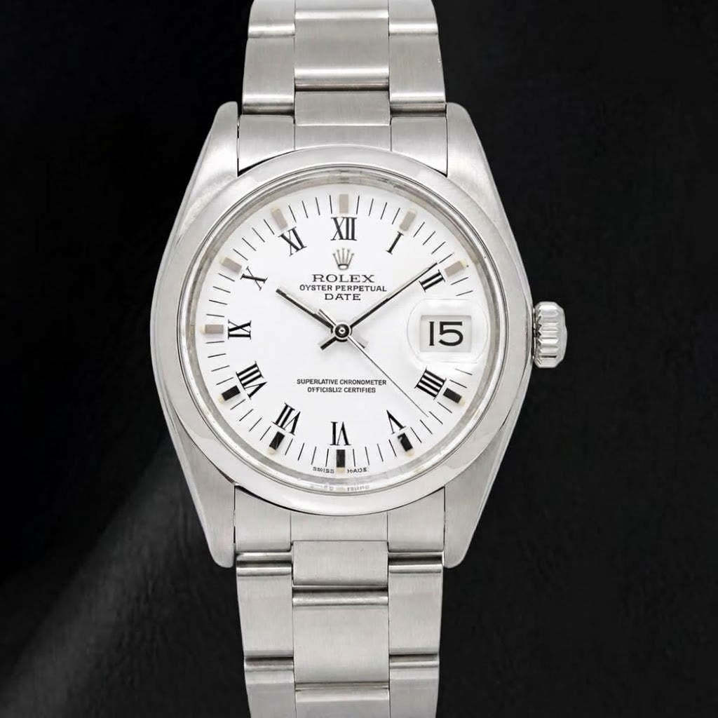 Rolex Date 1500 White Roman Dial 34mm Stainless Steel Watch