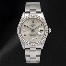 Rolex Date 15010 34mm Silver Diamond Dial Stainless Steel Watch