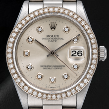 Rolex Date 15010 34mm Silver Diamond Dial Stainless Steel Watch