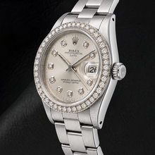 Rolex Date 15010 34mm Silver Diamond Dial Stainless Steel Watch