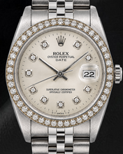 Rolex Date 1501 34mm Silver Diamond Dial Stainless Steel Watch