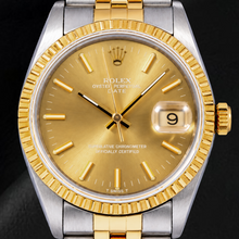 Rolex Date 1502 34mm Champagne Stick Dial Two Tone Watch