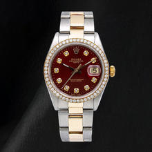 Rolex Date 1505 34mm Red Diamond Dial Jubilee Bracelet Two Tone Watch