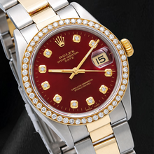 Rolex Date 1505 34mm Red Diamond Dial Jubilee Bracelet Two Tone Watch