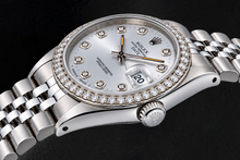 Rolex Date 15200 34mm Silver Diamond Dial Stainless Steel Watch