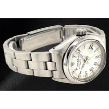 Rolex Date 26 mm White Roman Dial Oyster Stainless Steel Ladies Watch