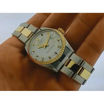 Rolex Date 34 Mm Watch White Dial Yellow Gold & Ss Oyster-Bracelet