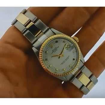 Rolex Date 34 Mm Watch White Dial Yellow Gold & Ss Oyster Bracelet1