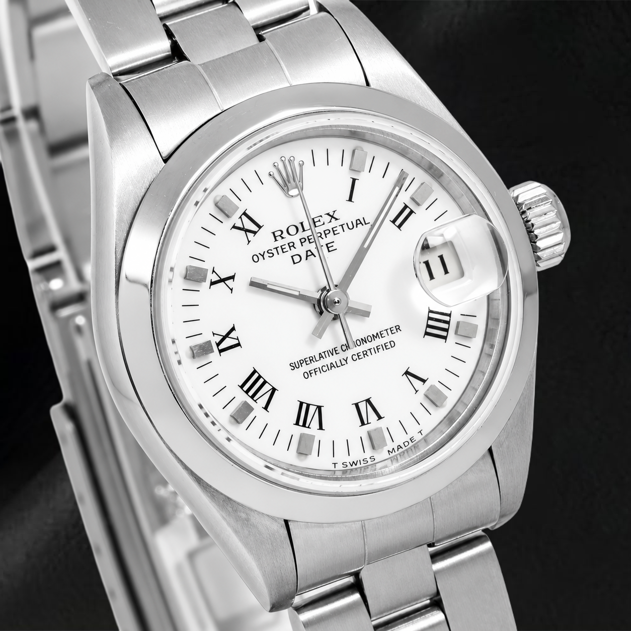 Rolex Date 6916 26mm White Roman Dial Stainless Steel Oyster Bracelet Watch