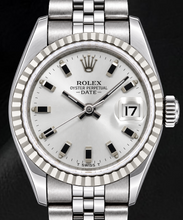 Rolex Date 6924 26mm Silver Luminous Stick Dial Stainless Steel Watch