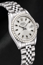 Rolex Date 6924 26mm Silver Luminous Stick Dial Stainless Steel Watch