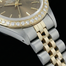 Rolex Date Champagne Stick Dial Natural Earth Mined Diamond Bezel Watch Ss & Jubilee