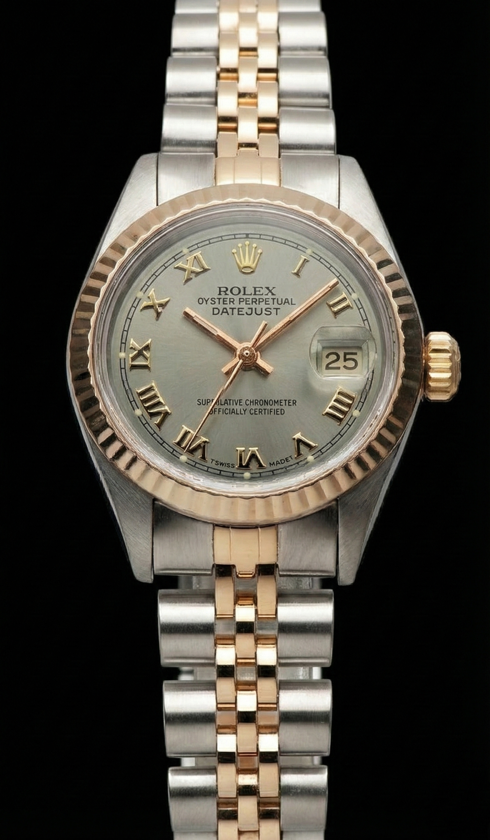 Rolex Date Just Women Watch Ss & Yellow Gold Fluted Bezel