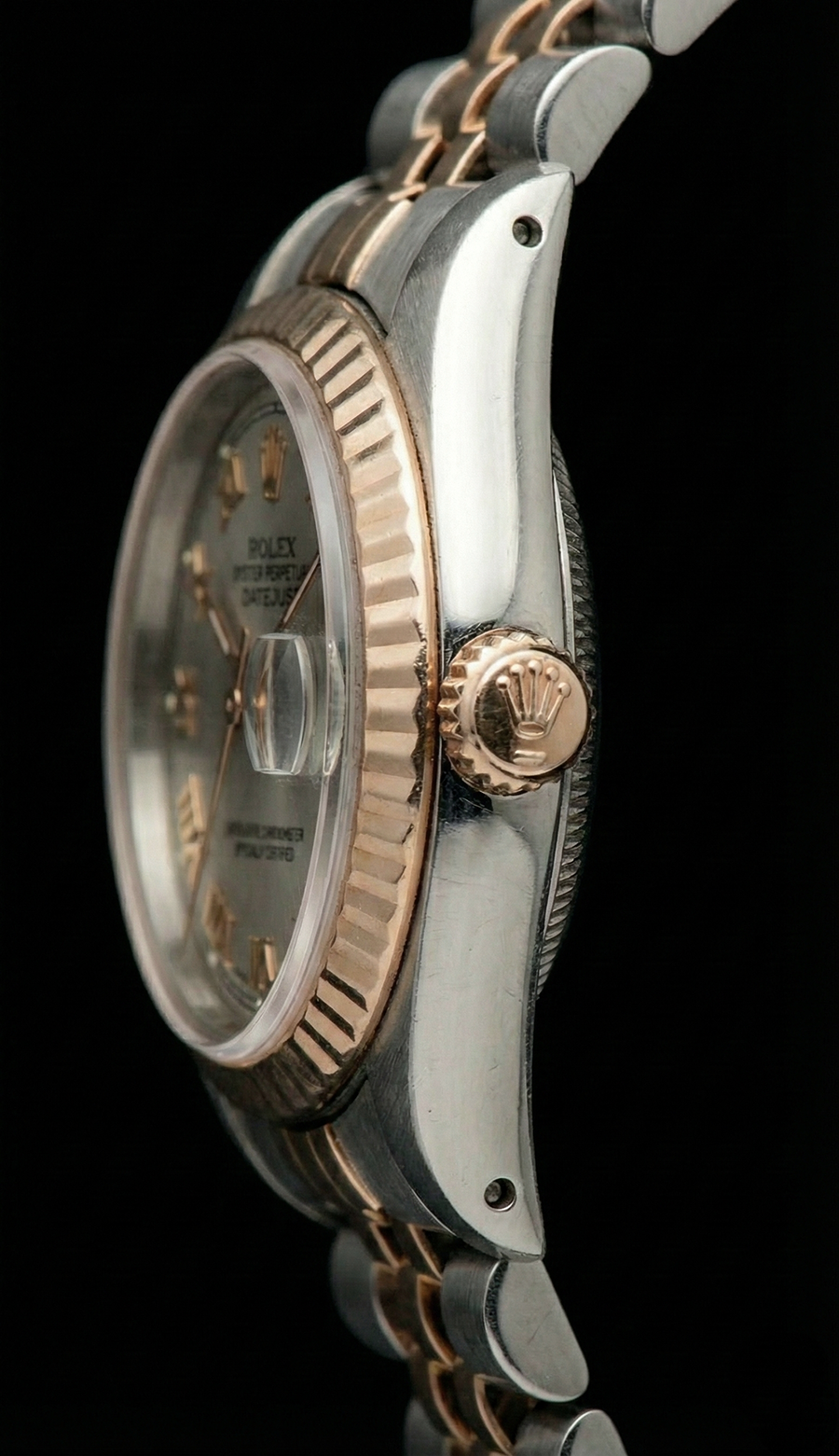 Rolex Date Just Women Watch Ss & Yellow Gold Fluted Bezel