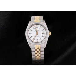 Rolex Date Men Watch Roman Dial Natural Earth Mined Diamond Bezel Two Tone Jubilee