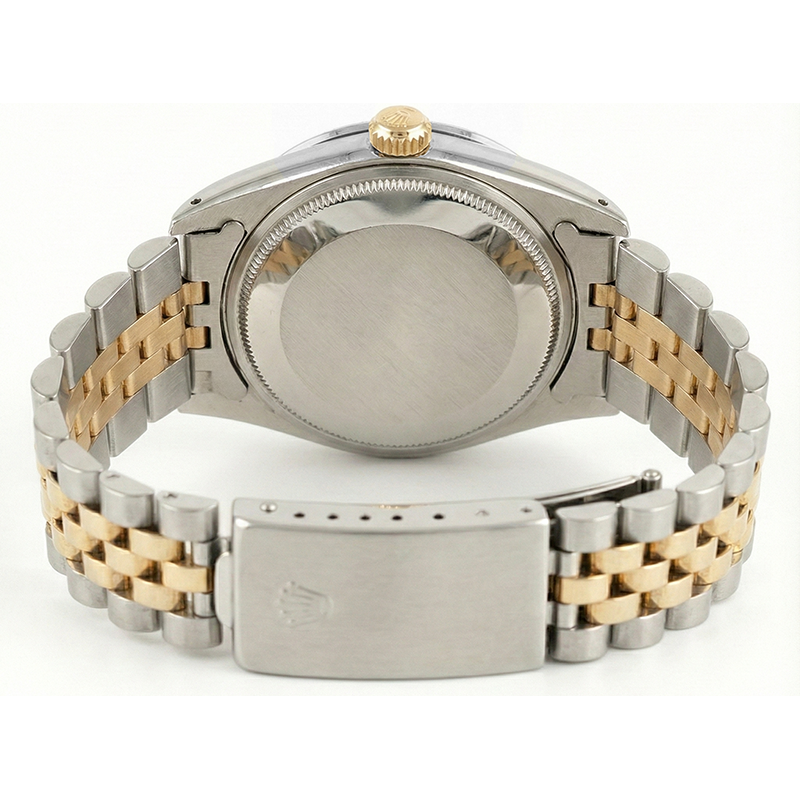 Rolex Date Watch Silver Stick Dial Diamond Bezel Ss & Gold Jubilee