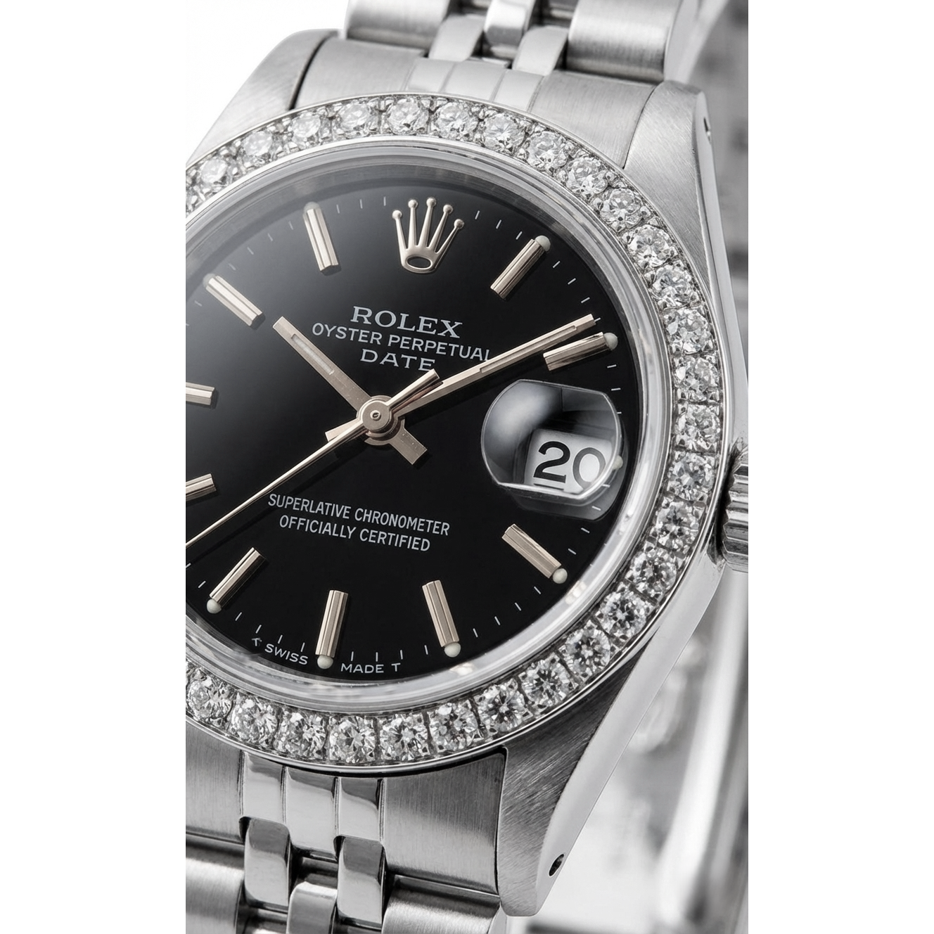 Rolex Date Watch Stainless Steel Jubilee Black Stick Dial  Bezel
