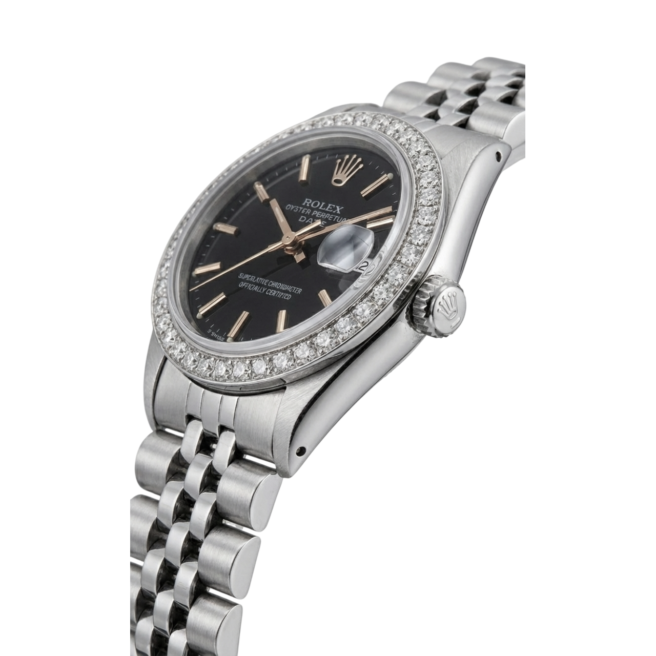 Rolex Date Watch Stainless Steel Jubilee Black Stick Dial  Bezel