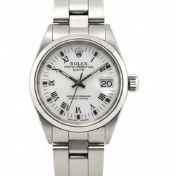 Rolex Date White Roman Stainless Steel 26 mm Ladies Watch