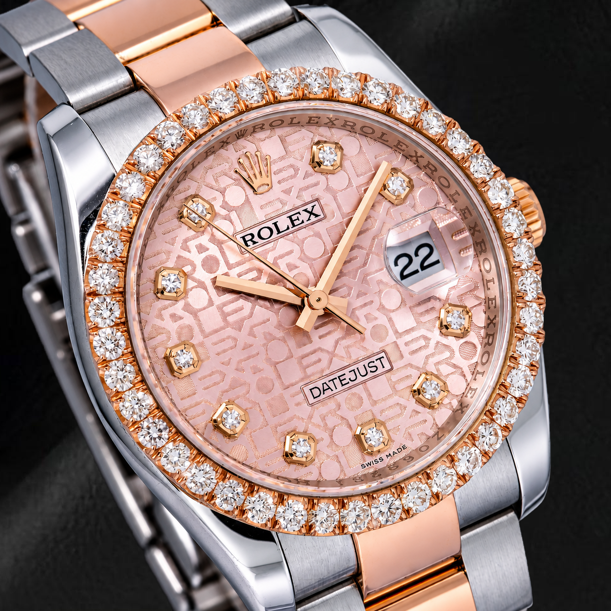 Rolex Datejust 116231 36mm Pink Jubilee Diamond Dial Two Tone Oyster Bracelet Watch