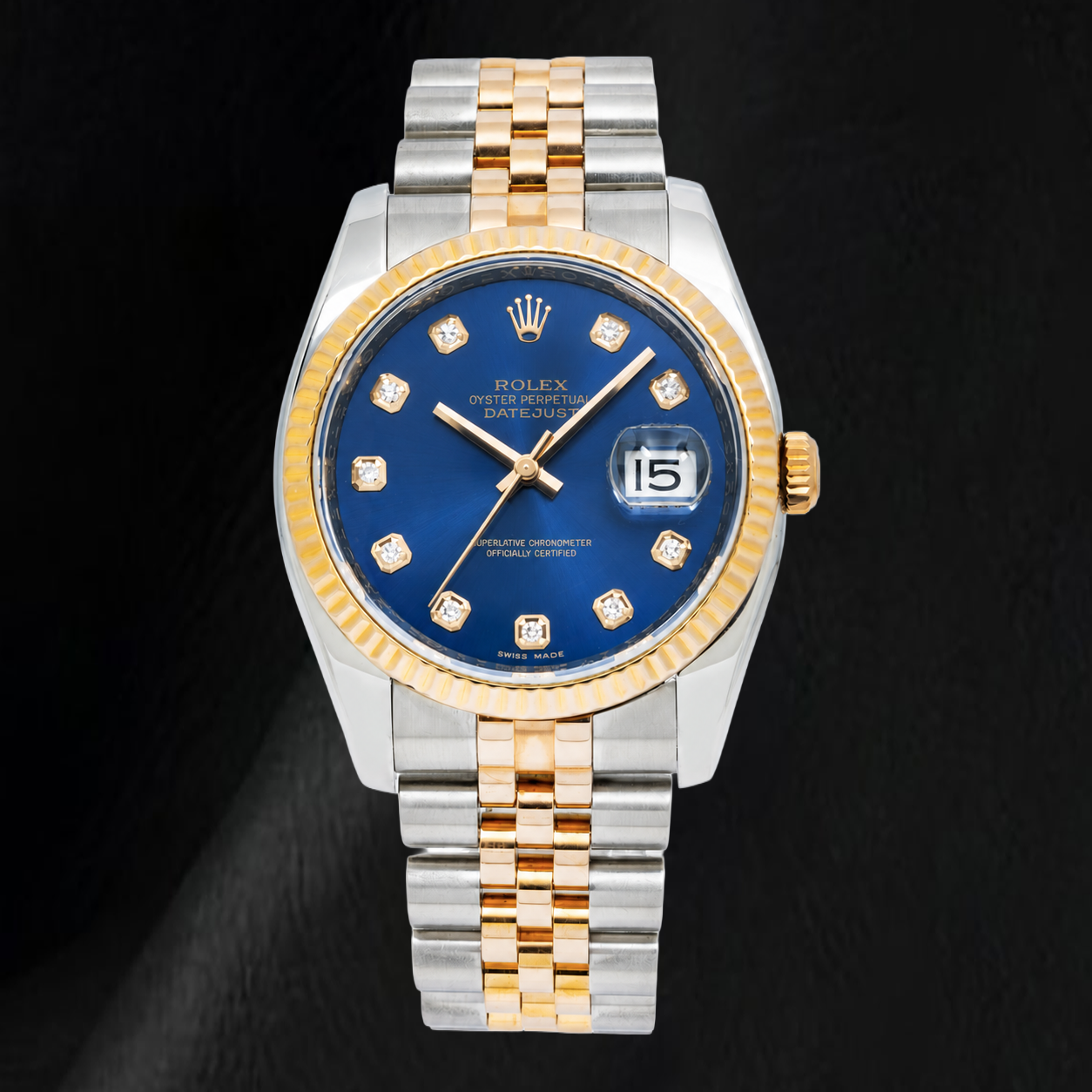 Rolex Datejust 116233 36mm Blue Diamond Dial Two Tone Watch