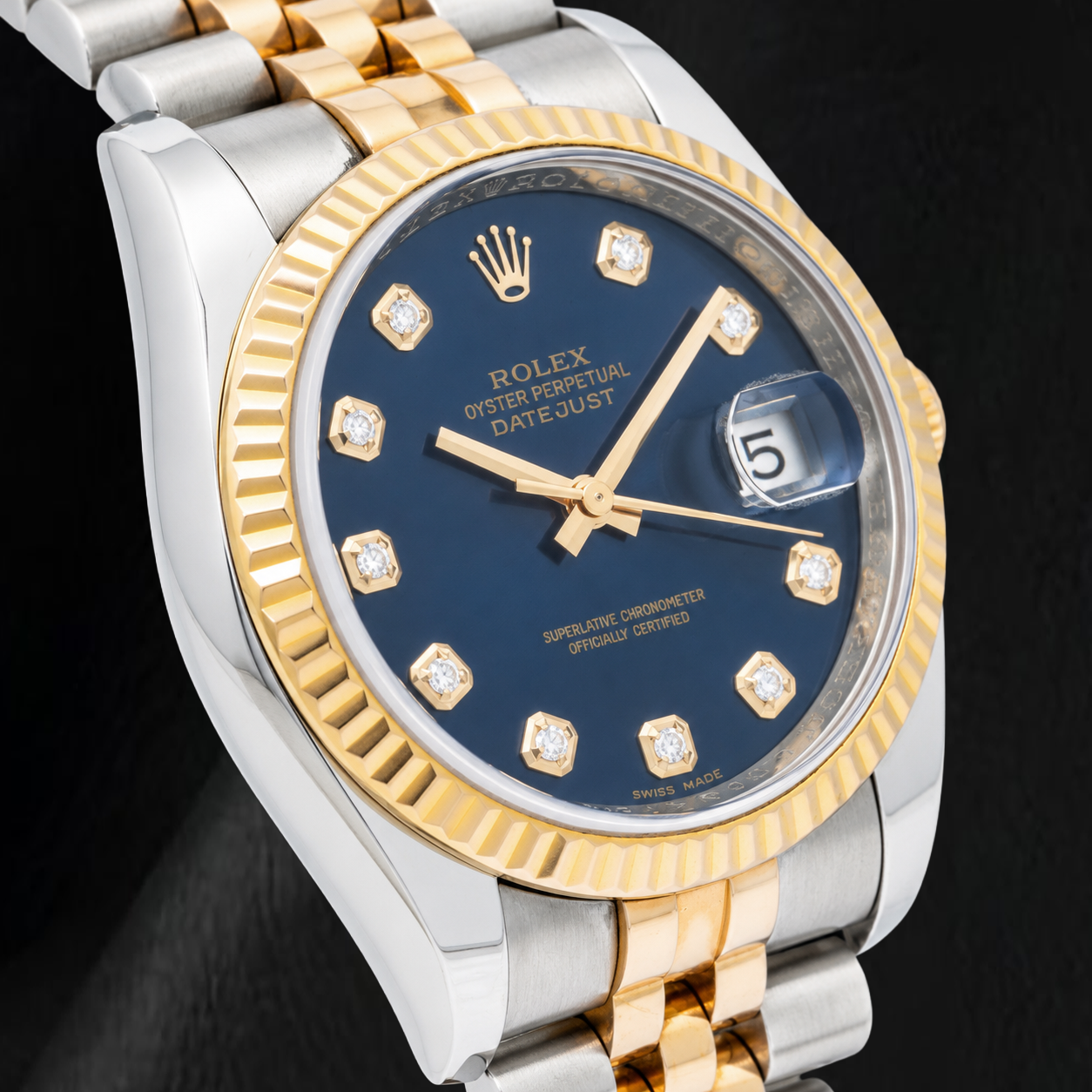 Rolex Datejust 116233 36mm Blue Diamond Dial Two Tone Watch