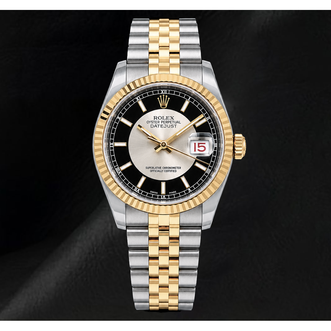 Rolex Datejust 116233 Black Dial 36mm Stainless Steel and Yellow Gold Watch