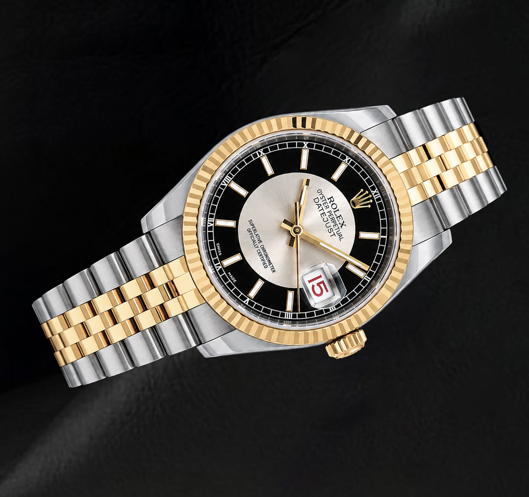 Rolex Datejust 116233 Black Dial 36mm Stainless Steel and Yellow Gold Watch
