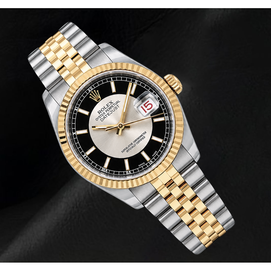 Rolex Datejust 116233 Black Dial 36mm Stainless Steel and Yellow Gold Watch