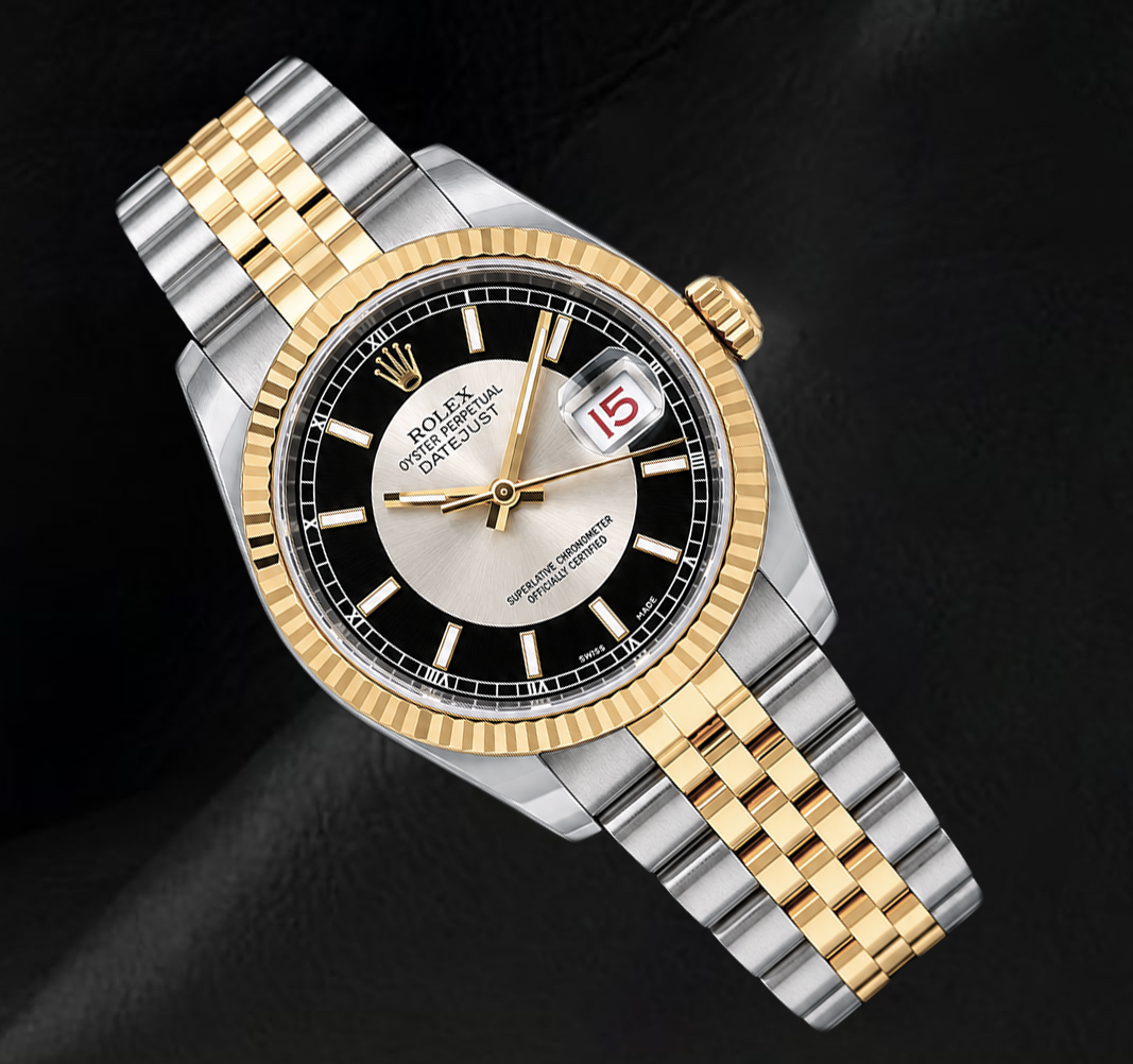 Rolex Datejust 116233 Black Dial 36mm Stainless Steel and Yellow Gold Watch
