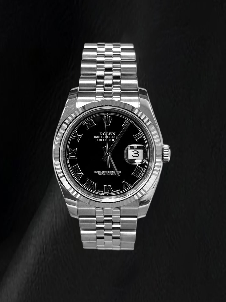 Rolex Datejust 116234 36mm Black Roman Dial Stainless Steel Watch