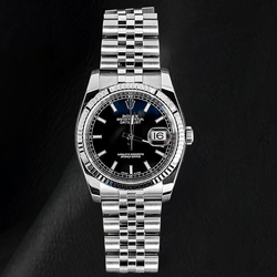 Rolex Datejust 116234 36mm Black Stick Luminous Dial Stainless Steel Watch