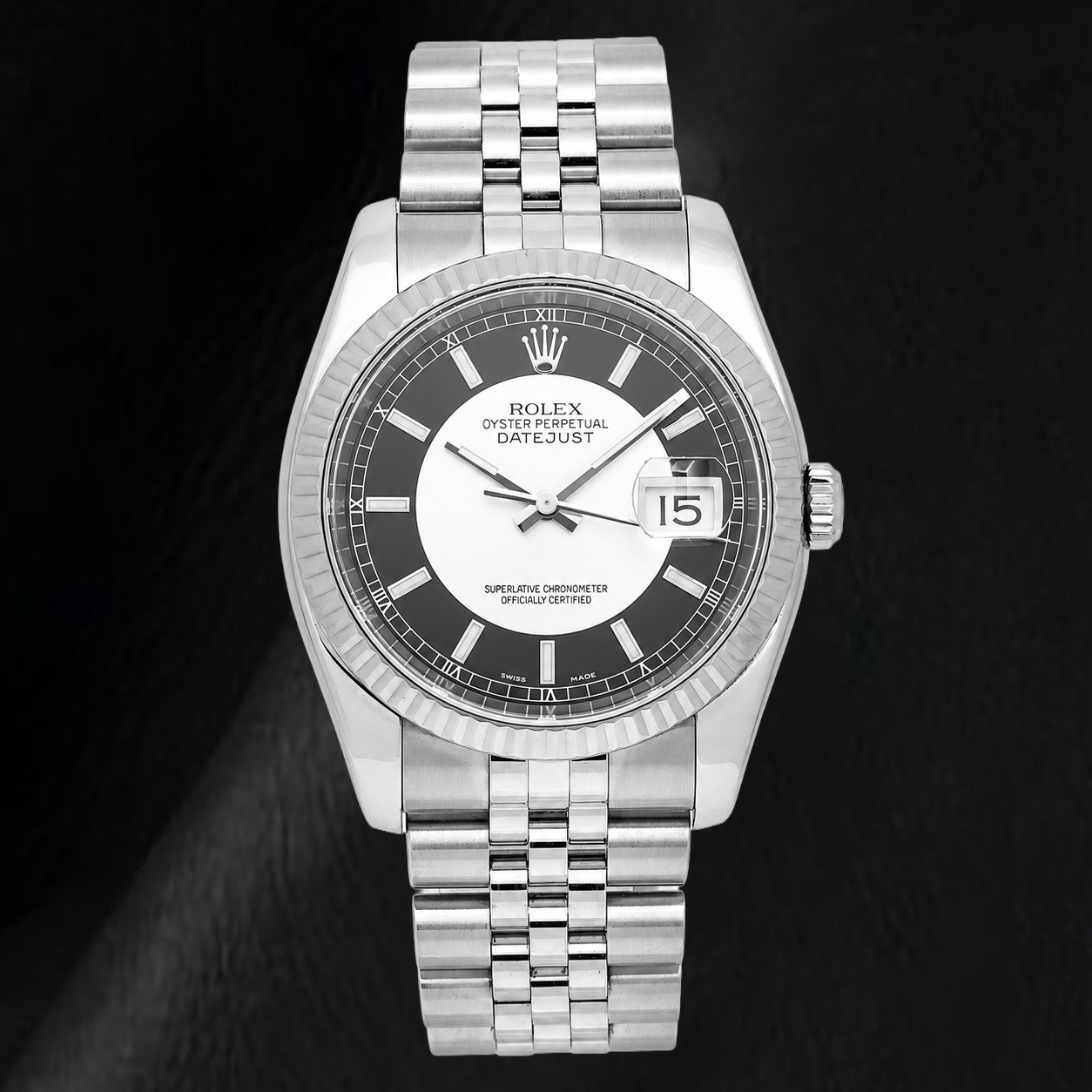Rolex Datejust 116234 36mm Black Tuxedo Stick Dial Stainless Steel Watch