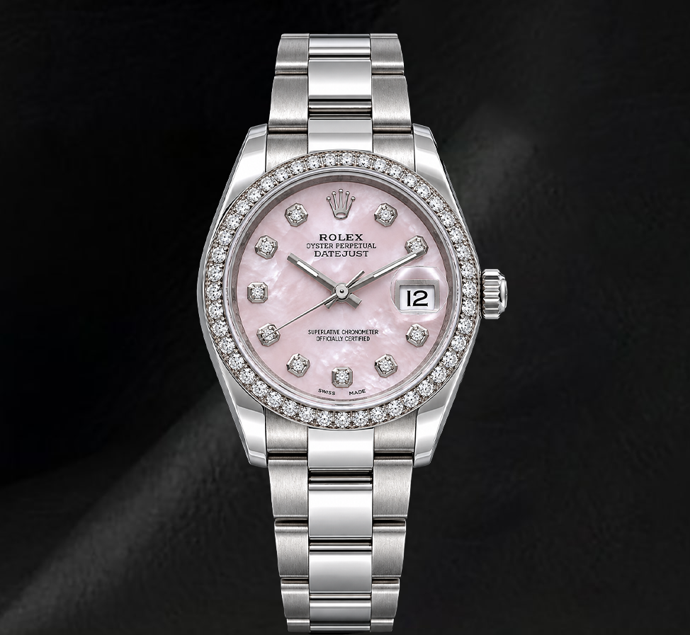 Rolex Datejust 116234 36mm Pink Mother of Pearl Diamond Dial Stainless Steel Watch