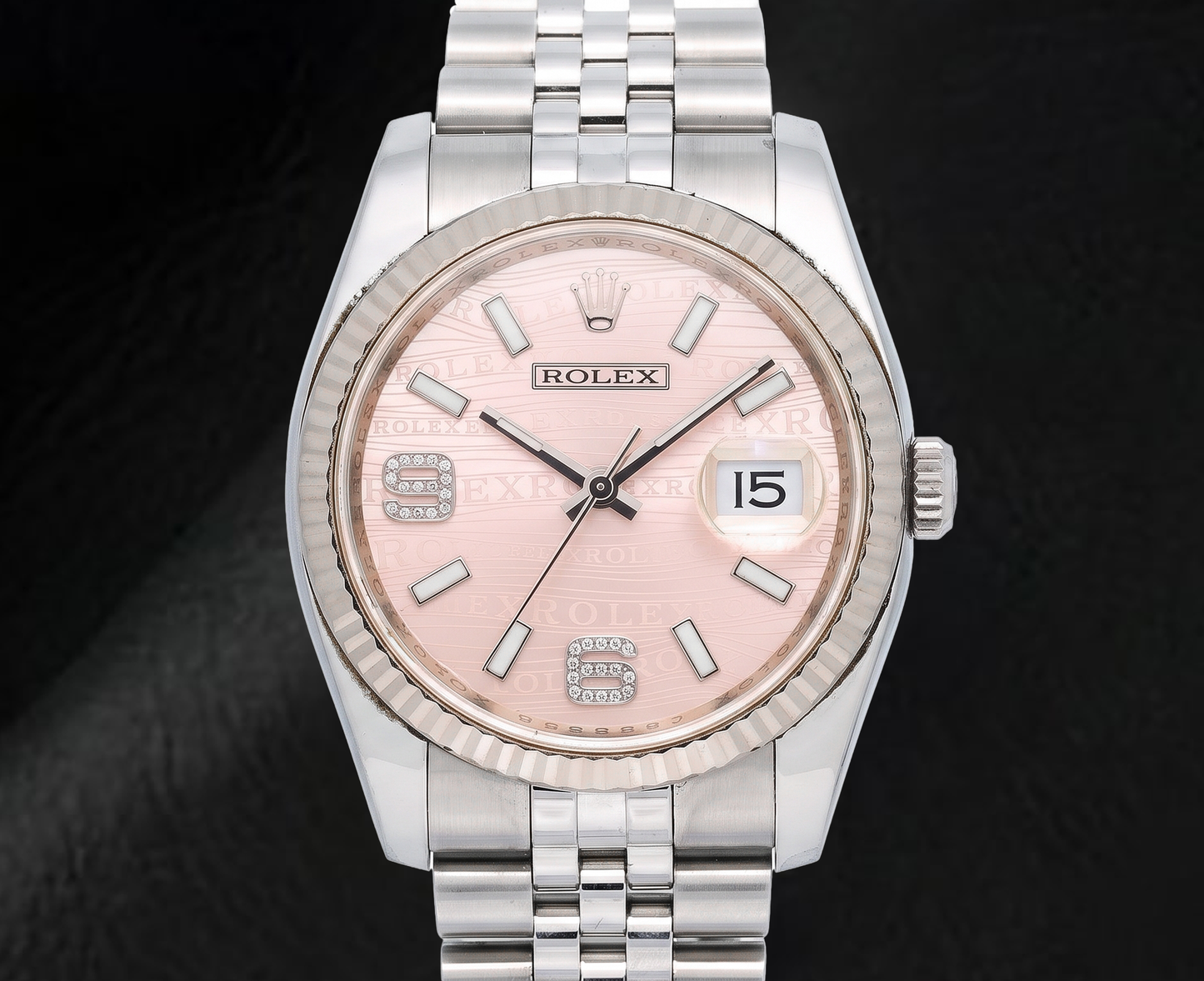 Rolex Datejust 116234 36mm Pink Wave Arabic Diamond Dial Stainless Steel Watch