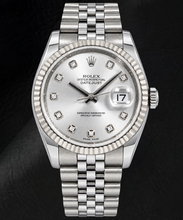 Rolex Datejust 116234 36mm Silver Diamond Dial Stainless Steel Watch