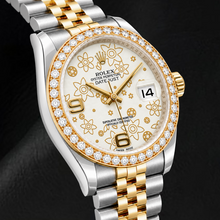 Rolex Datejust 116243 36mm White Floral Arabic Dial Two Tone Watch