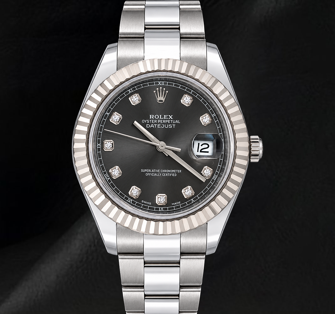 Rolex Datejust 116334 41mm Gray Diamond Dial Stainless Steel Oyster Bracelet Watch