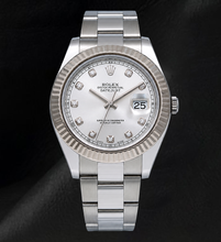 Rolex Datejust 116334 41mm Silver Diamond Dial White Gold Fluted Bezel Watch