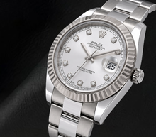 Rolex Datejust 116334 41mm Silver Diamond Dial White Gold Fluted Bezel Watch