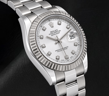 Rolex Datejust 116334 41mm Silver Diamond Dial White Gold Fluted Bezel Watch