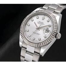 Rolex Datejust 116334 41mm Silver Diamond Dial White Gold Fluted Bezel Watch
