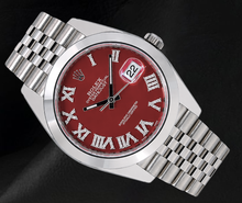 Rolex Datejust 126300 41mm Red Roman Diamond Dial Stainless Steel Watch