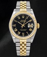 Rolex Datejust 16013 36mm Black Roman Dial Two Tone Watch